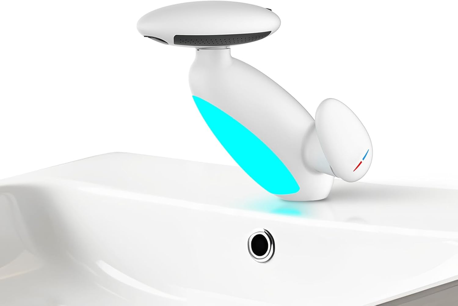 Rozkładana bateria łazienkowa – wielokolorowe diody LED, obrót 360°, 4 tryby natrysku, elegancka biel
