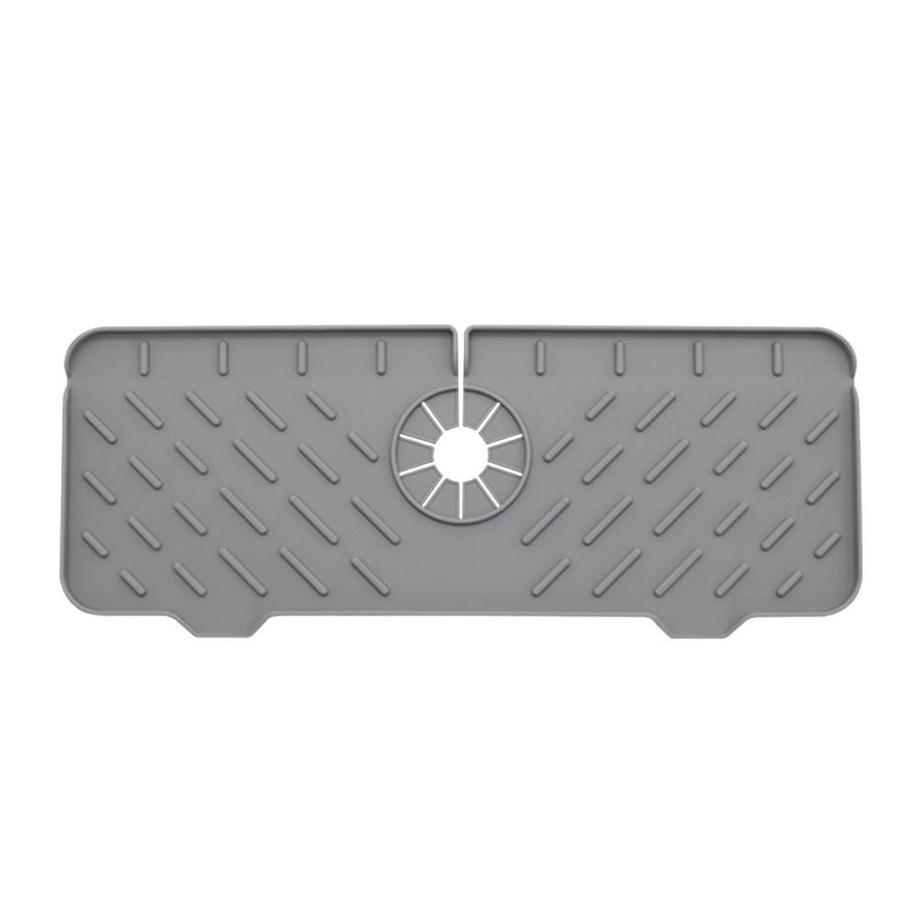 Mata pod kran, mata pod kran kuchenny, utrzymuje zlew suchy, silikonowa mata odpływowa do kuchni (37 * 14,8 * 1,5 cm / szary)