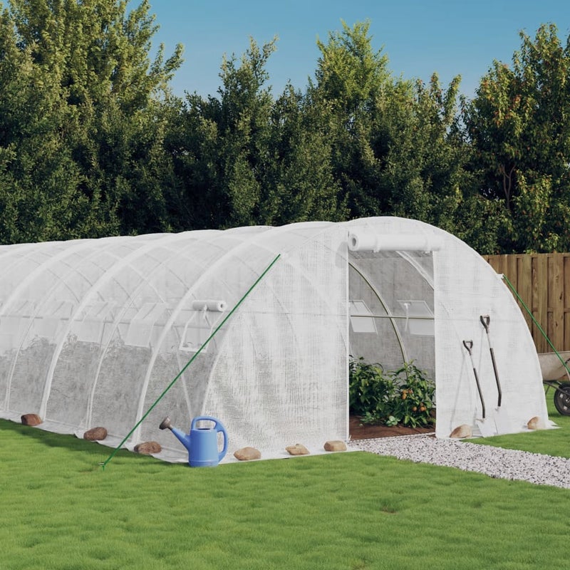 Szklarnia ze stalową ramą, biała, 96 m², 24x4x2 m vidaXL