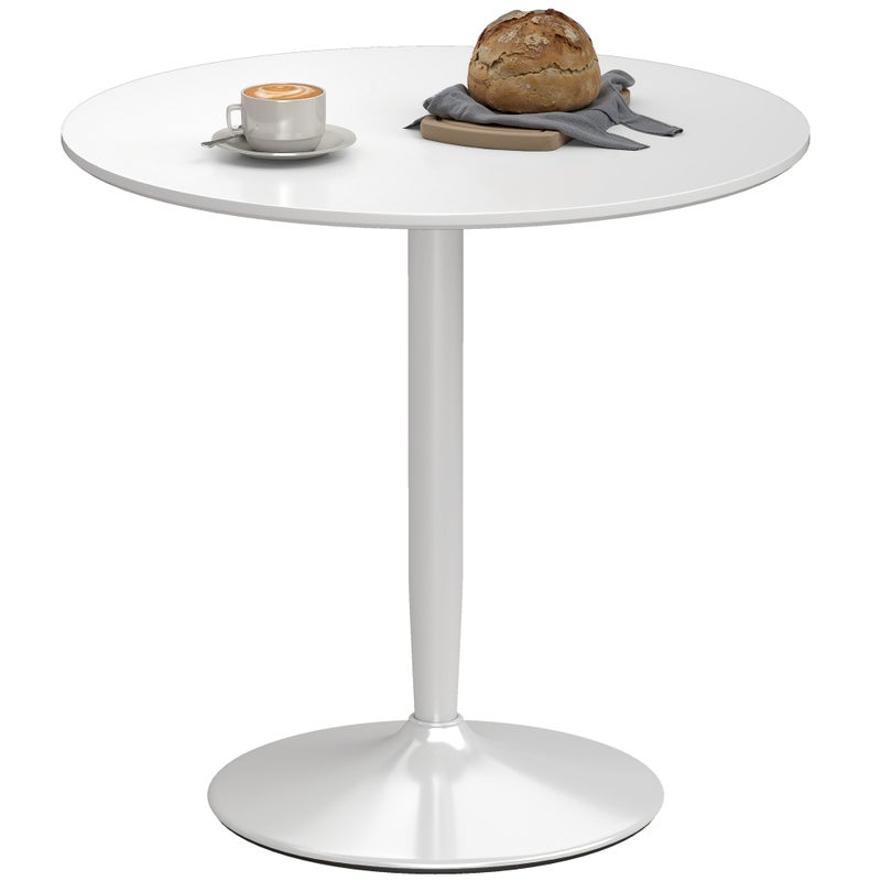 Okrągły stół robić jadalni stół kuchenny dla 2 People z Stal Podstawa i Non-slip Poduszka Ø80x75 cm Biały