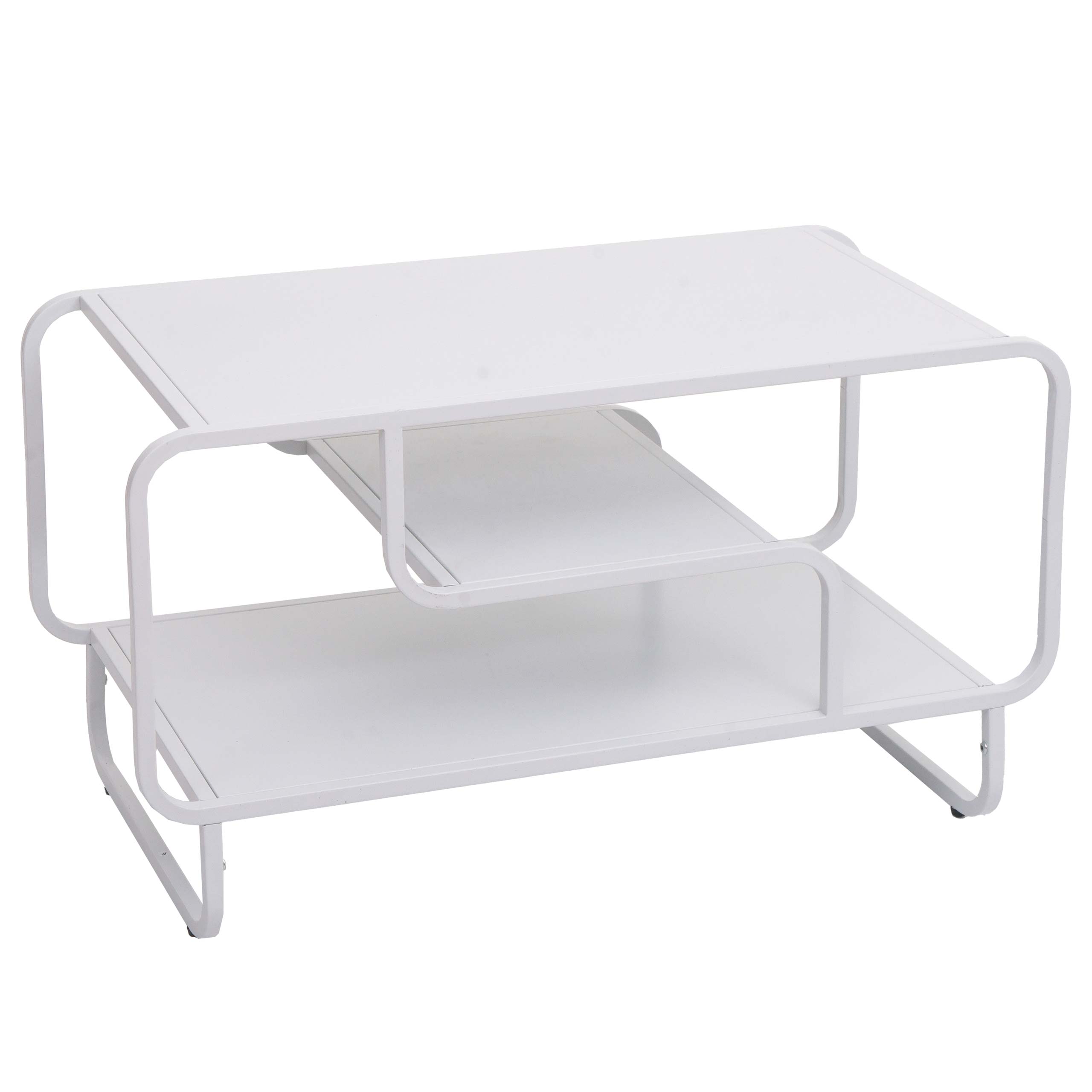 Stolik kawowy HWC-O49, stolik do salonu, industrialny, 3 półki, metal, 45 x 80 x 40 cm ~ biały