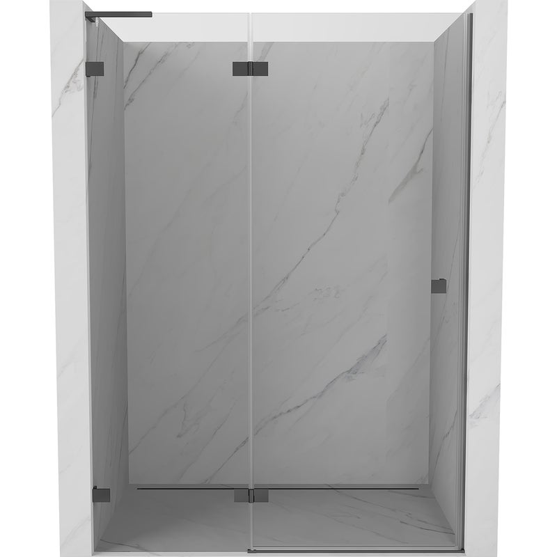 Mexen Lunar L drzwi prysznicowe uchylne lewe 130 cm, transparent, gun metal - 834L-130-000-95-00-L