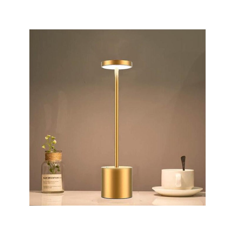 Bezprzewodowa lampa stołowa, wbudowana bateria 6000 mAh z 2 trybami oświetlenia, kolor złoty