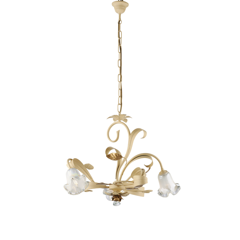 Lampadario in ferro laccato avorio decape 3 luci H.44 - MAX 104 - Ø59