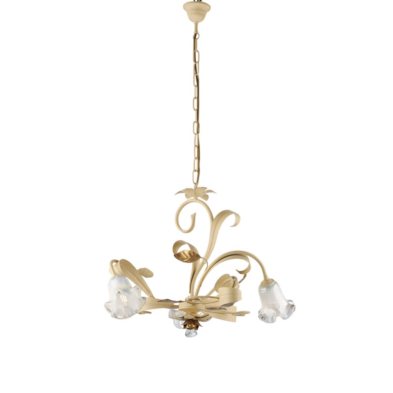 Lampadario in ferro laccato avorio decape 3 luci H.44 - MAX 104 - Ø59