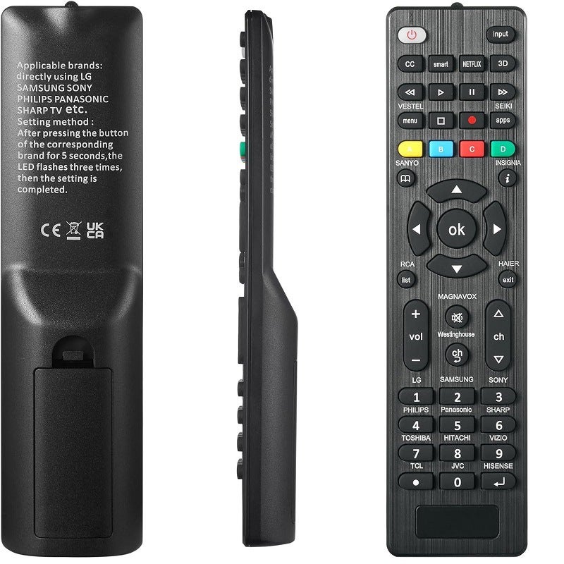 Zamienny pilot do telewizorów LG/Samsung/Sony/Toshiba/Sharp/Hitachi/TCL/Sanyo/Philips/Panasonic Smart TV – prosta konfiguracja telewizora