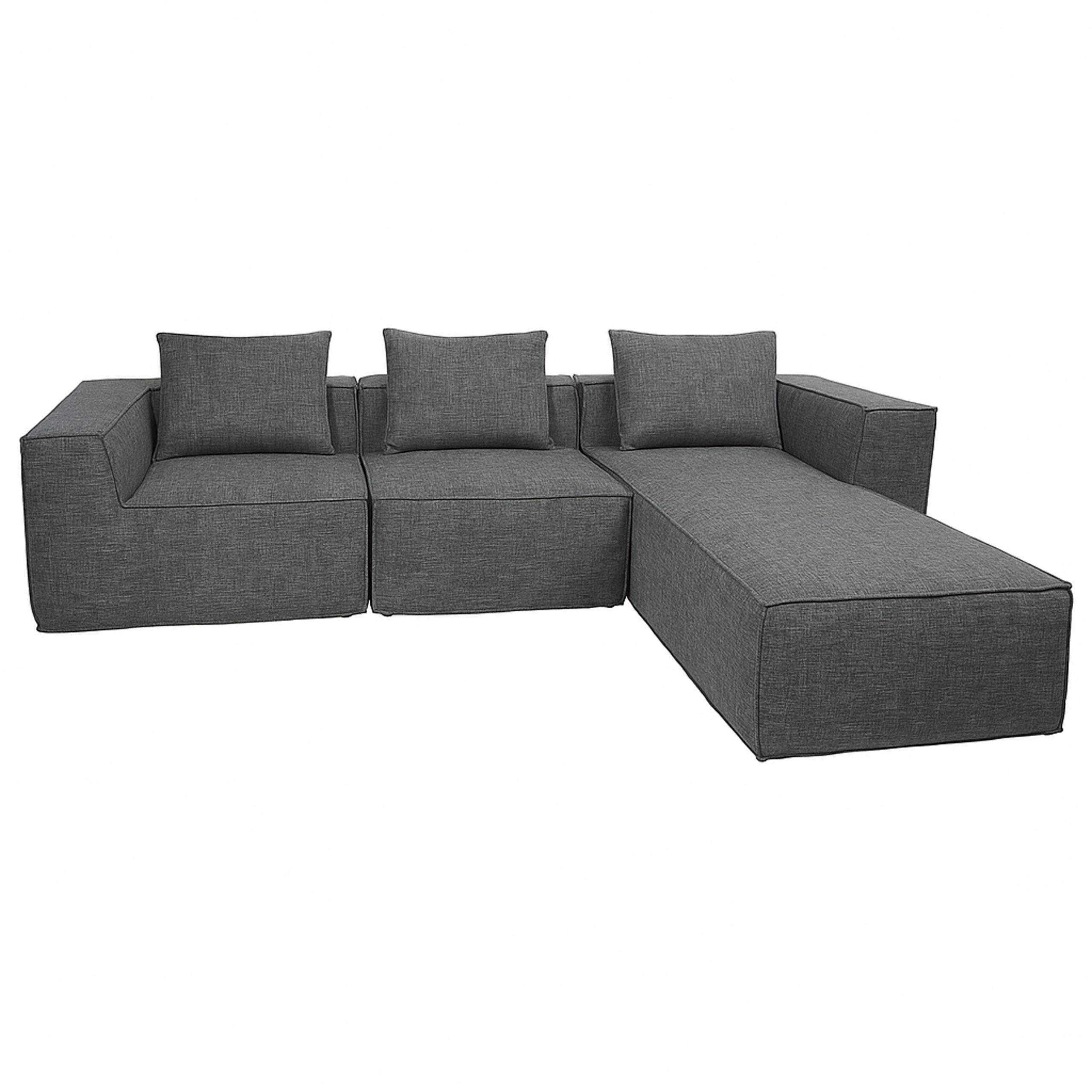 Sofa L HWC-O54, sofa wypoczynkowa z otomaną, rozkładana modułowo w prawo/w lewo, tkanina/materiał 63x270x190 cm ~ ciemnoszara