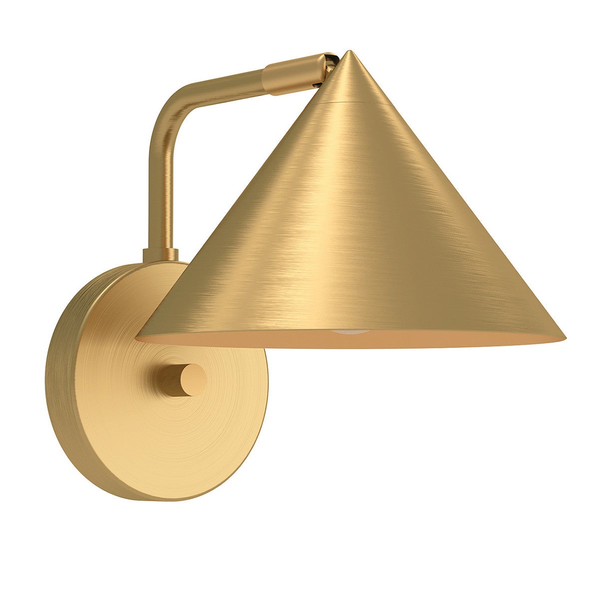Kinkiet ścienny minimalistyczny szczotkowany złoty stożkowy metalowy klosz do sypialni salonu 1xE27 60W REMYCK Alora Mood