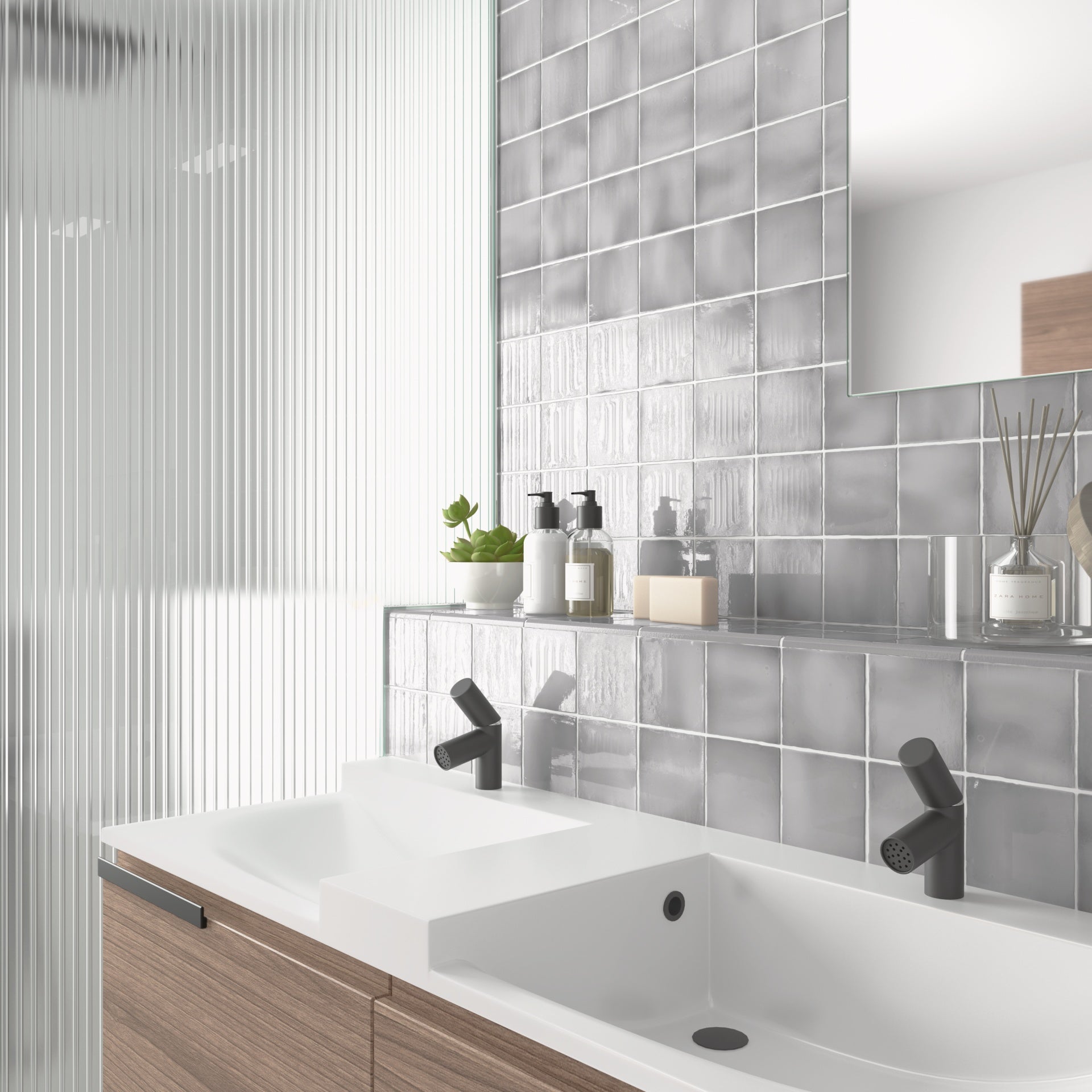 Glazura Premium z efektem zellige, połysk 10x10 cm Manacor Mercury Grey