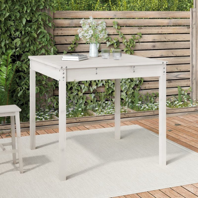 vidaXL Stolik ogrodowy, biały, 82,5x82,5x76 cm, lite drewno sosnowe