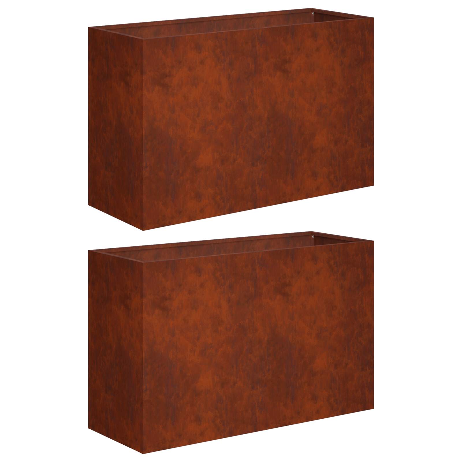 2x Donica Ogrodowa Corten 80x30x50 cm Rdzawa na Taras na Balkon na Kwiaty
