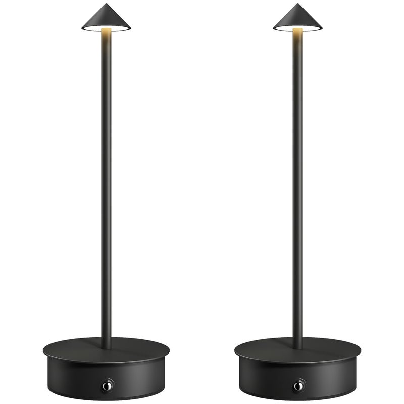 Zestaw 2 lamp stołowych LED z możliwością ładowania, USB, sterowaniem dotykowym i ściemnianiem, Ø10 x 30 cm, kolor czarny