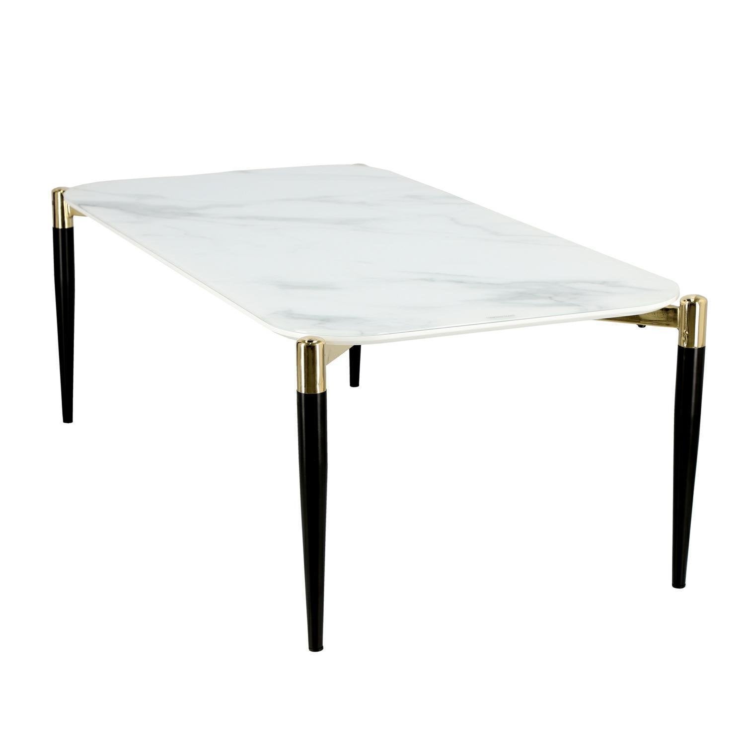 Stolik kawowy prostokątny Pista INTESI biały szklany glamour do salonu 120x60 cm 1 szt.