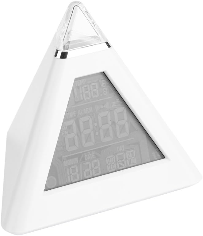 Budzik LED w kształcie piramidy – kreatywny trójkąt – wyświetlacz cyfrowy – zmieniający kolor – cyfrowy wyświetlacz LCD – termometr elektroniczny