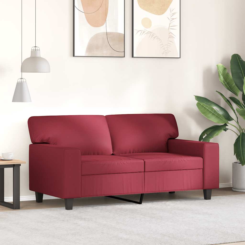 2-osobowa sofa, winna czerwień, 120 cm, sztuczna skóra