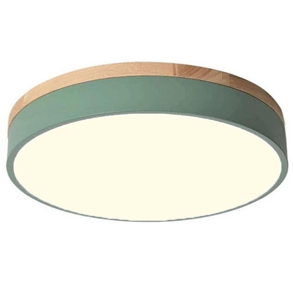 Zielona lampa sufitowa LED, nowoczesna okrągła lampa sufitowa, lampa balkonowa, lampa do sypialni, lampa do korytarza, 30 cm, 24 W (światło ciepłe)