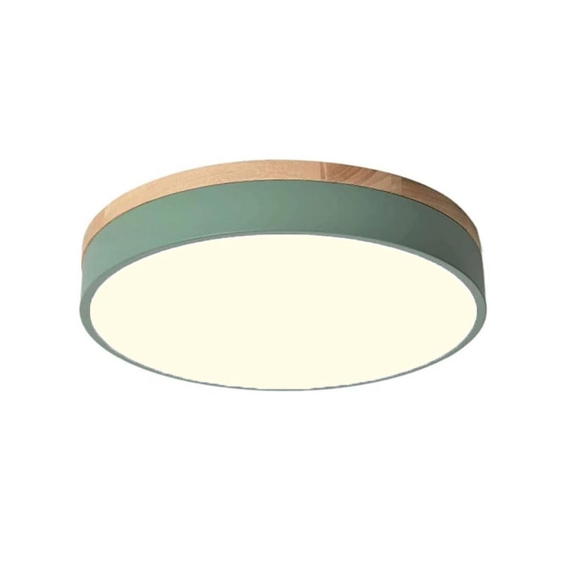 Zielona lampa sufitowa LED, nowoczesna okrągła lampa sufitowa, lampa balkonowa, lampa do sypialni, lampa do korytarza, 30 cm, 24 W (światło ciepłe)