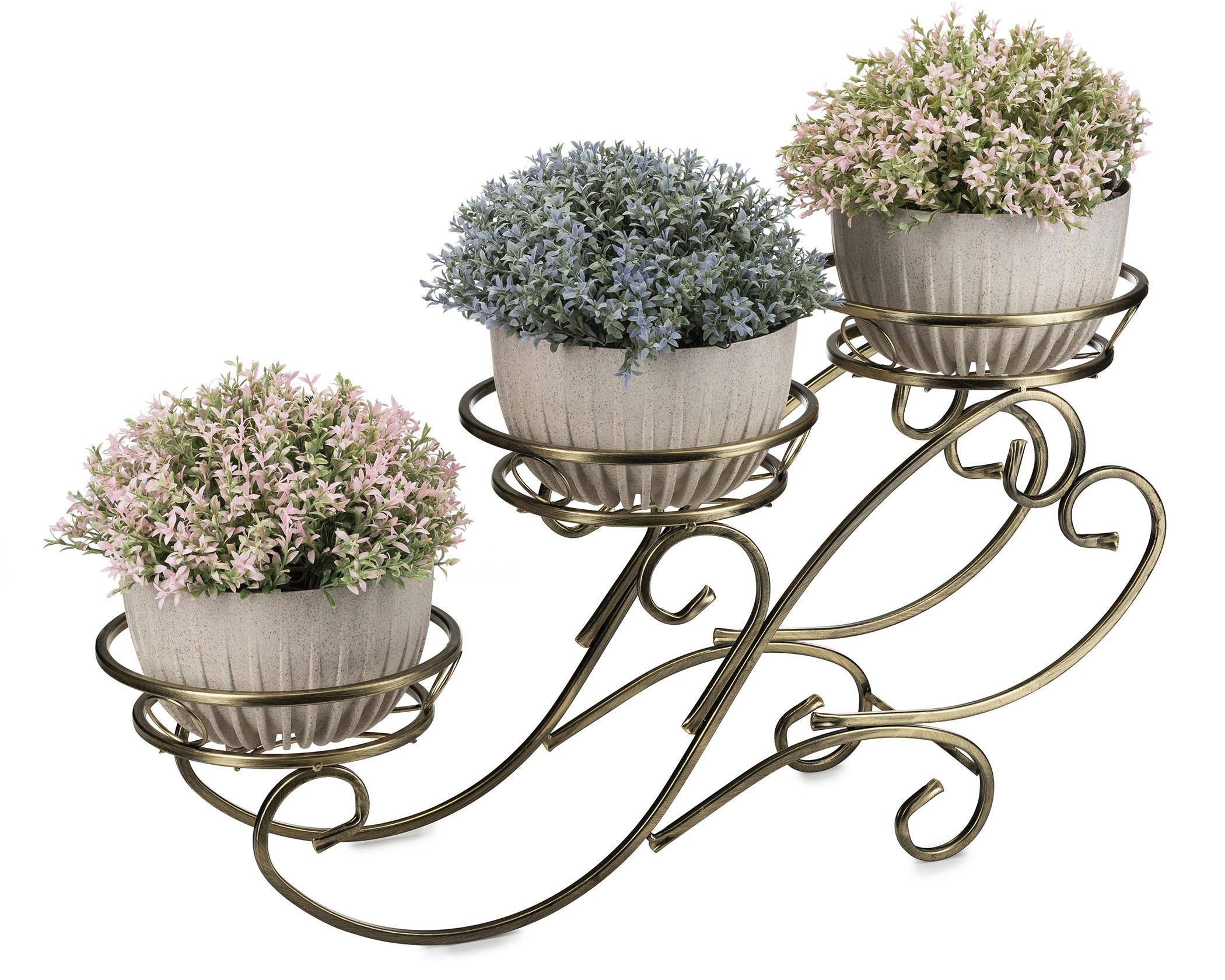 Kwietnik metalowy Dąstal złoty na trzy donice 51x88x28 cm 1 szt.