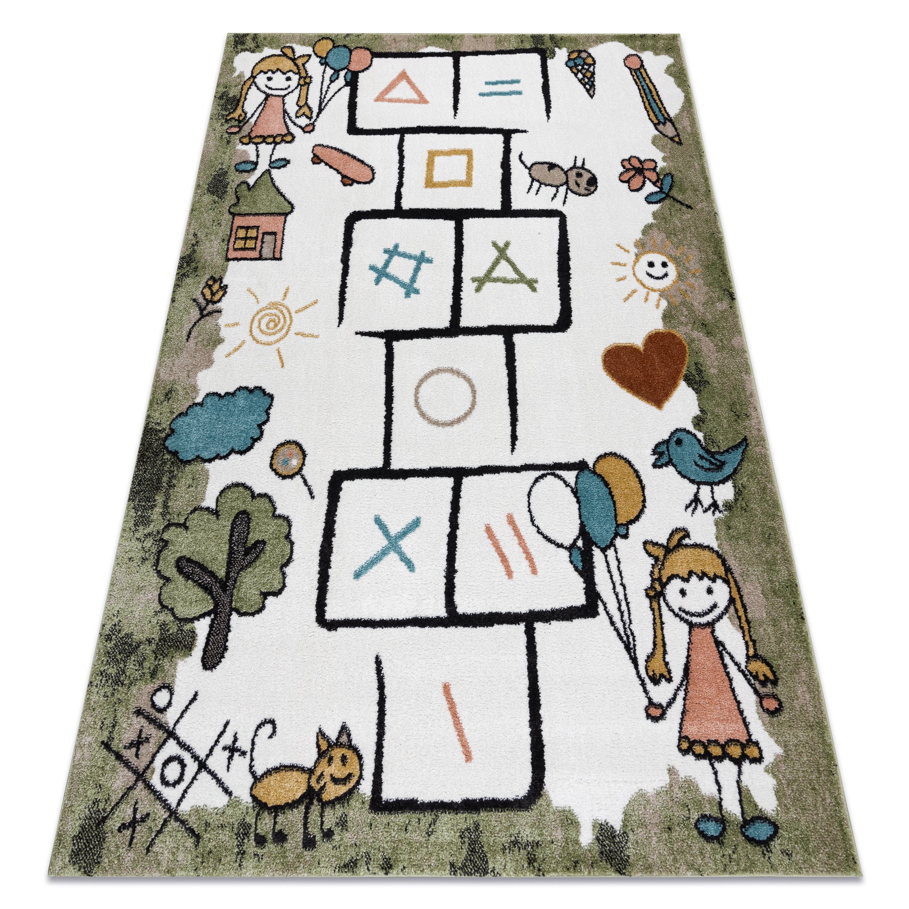 Dywan FUN Hop dla dzieci, Klasy, zwierzęta zielony 160x220 cm