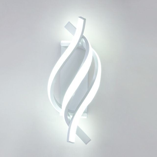 Nowoczesna spiralna lampa ścienna LED, aluminium i silikon, chłodne białe światło 6000K, współczesny i ekonomiczny design