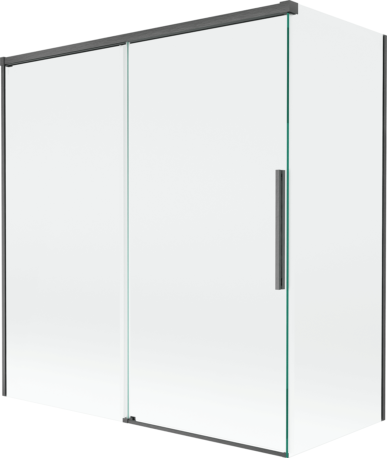 Mexen Rox parawan nawannowy 2-skrzydłowy rozsuwany 150 + 70 x 150 cm, transparent, gun gray szczotkowany - 8C9-150-070-66-00