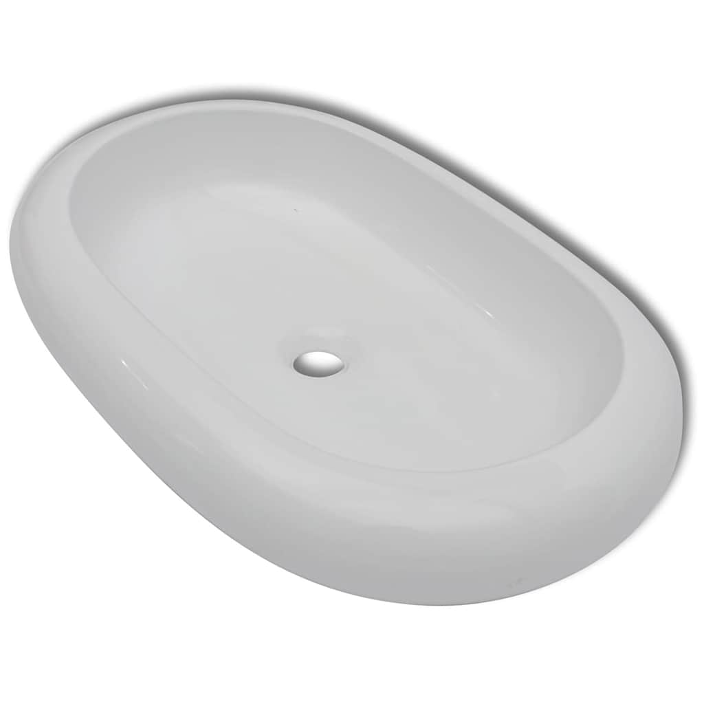 Umywalka Nablatowa Ceramiczna Owalna Biała do Łazienki 63 cm