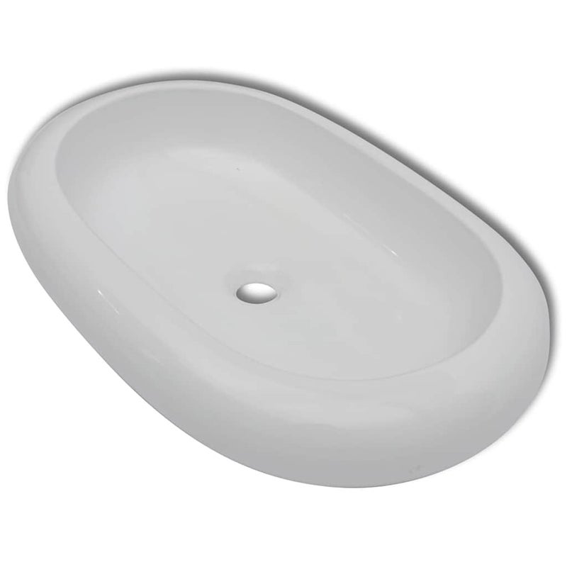 Umywalka Nablatowa Ceramiczna Owalna Biała do Łazienki 63 cm