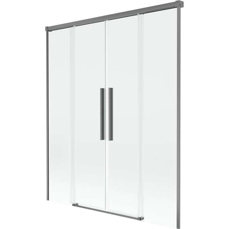 Mexen Rox parawan nawannowy 2-skrzydłowy rozsuwany 160 x 150 cm, transparent, gun metal - 8C9-160-002-95-00