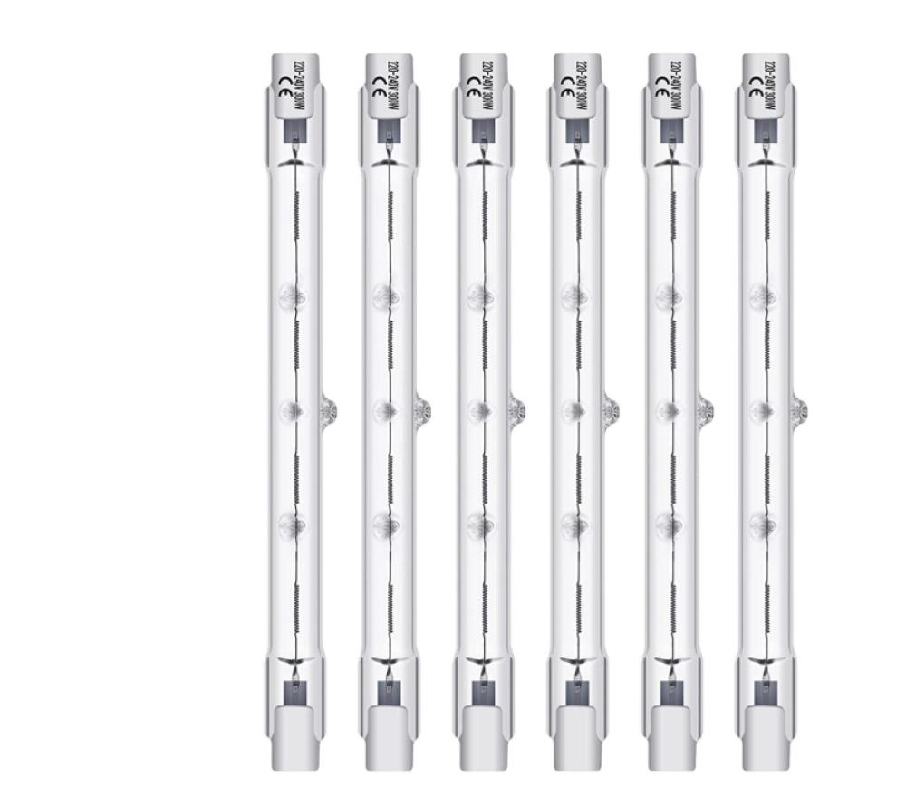 6 opakowań 300W 118mm R7S ściemnialnych żarówek halogenowych, 220-240V 4480lm 2800K, ciepła biel, typ J, do oświetlenia roboczego, bezpieczeństwa, kra