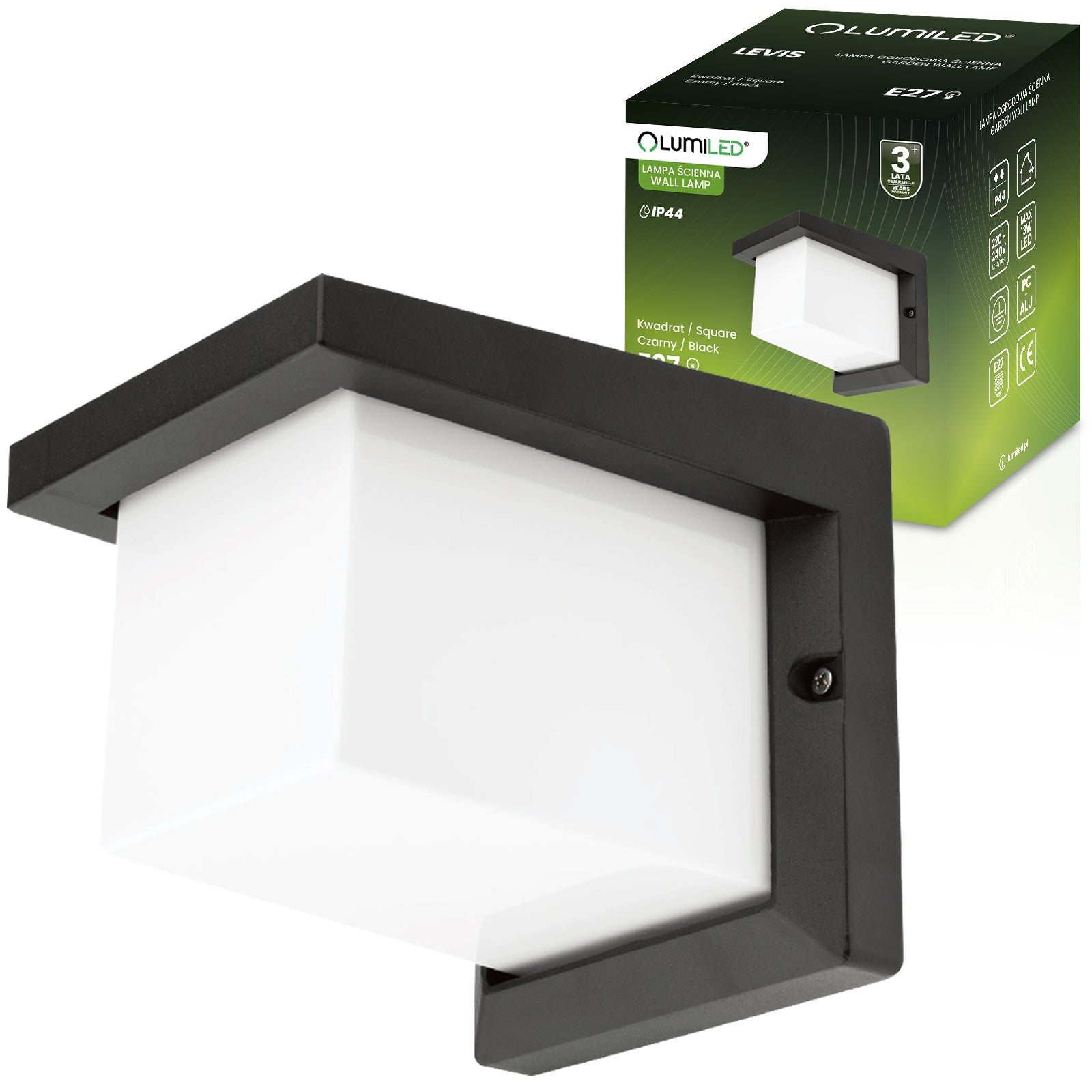 Lampa Ogrodowa Lumiled Kinkiet Elewacyjny E27 Kwadratowy 1 szt.