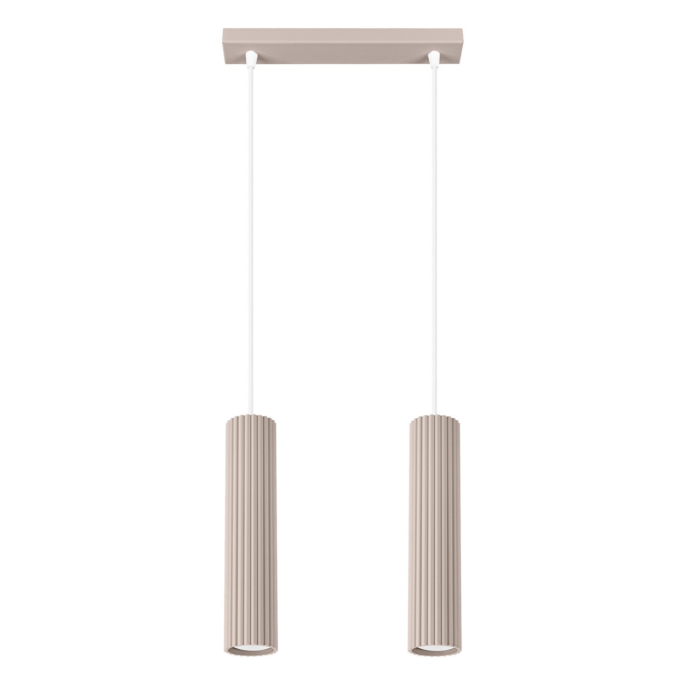 Lampa wisząca nowoczesna listwa dwie karbowane tuby taupe 2xGU10 10W KARBON Sollux Lighting