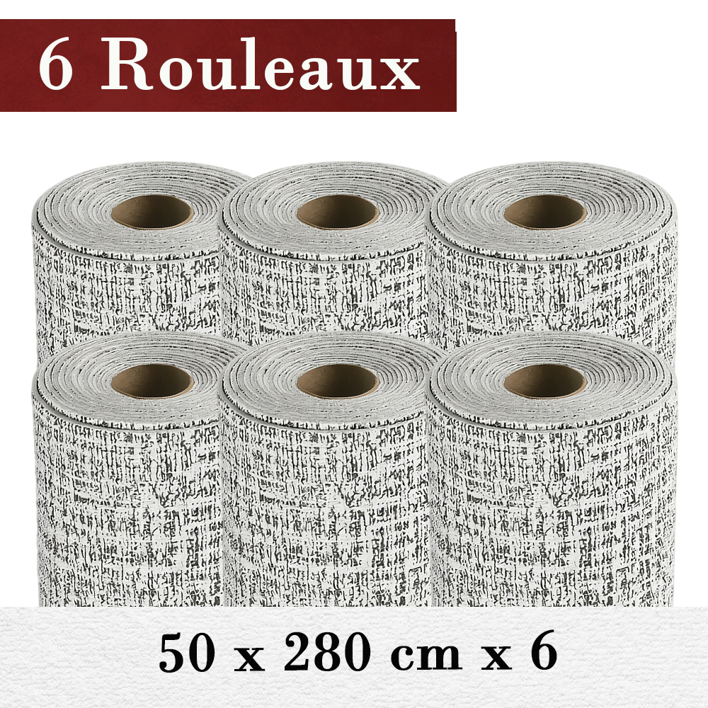 6 x Samoprzylepne rolki tapety, wodoodporne i odpornościowe na wilgoć, styl lniany, do wnętrz domowych 50 x 280 cm szary