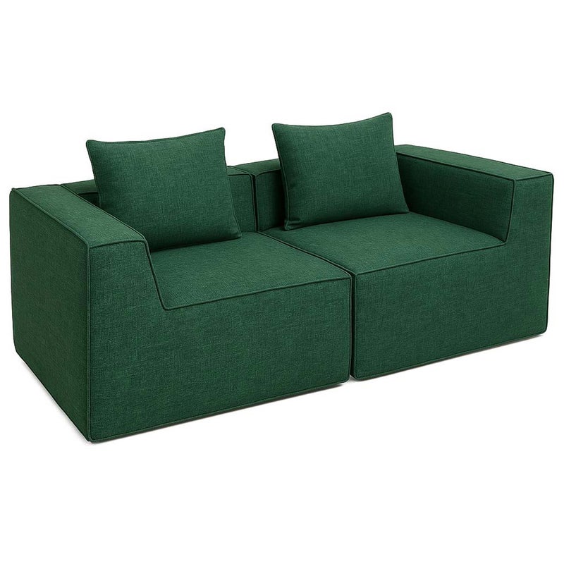 Sofa 2-osobowa/akcesoria do sofy HWC-O54, kanapa 2-osobowa sofa wypoczynkowa, modułowa tkanina/tekstylia (300 g/m²) 63 x 194 x 97 cm ~ zielona