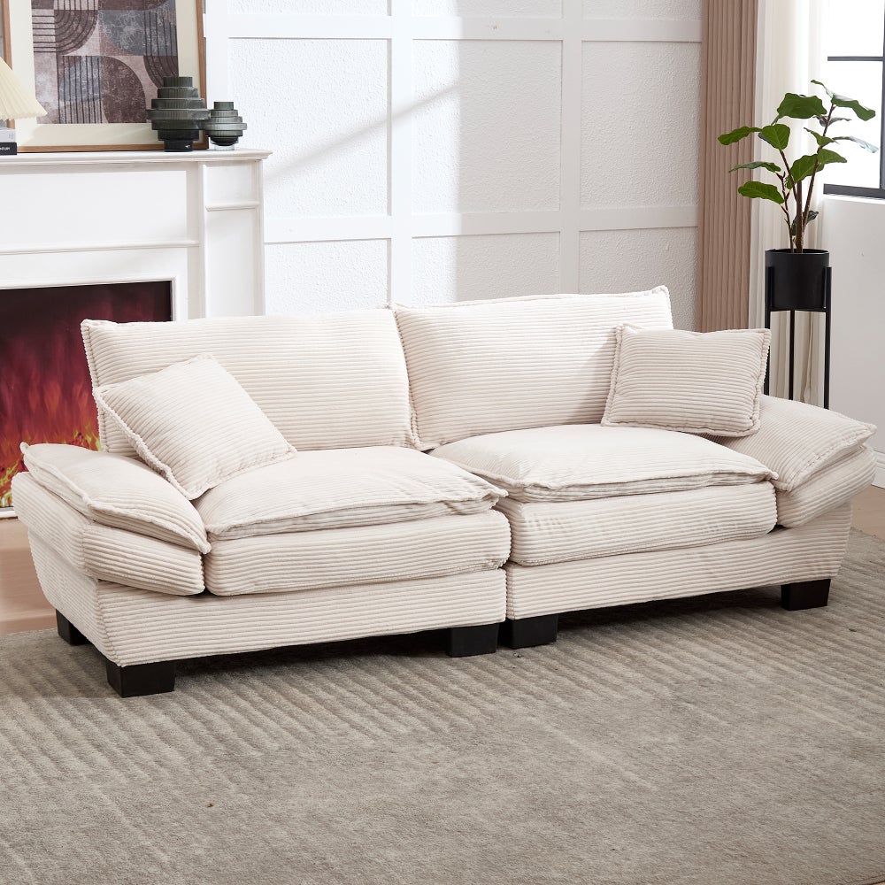 Sofa 2-osobowa, nowoczesna, z rdzeniem sprężynowym, wygodna, przestronna, beżowa