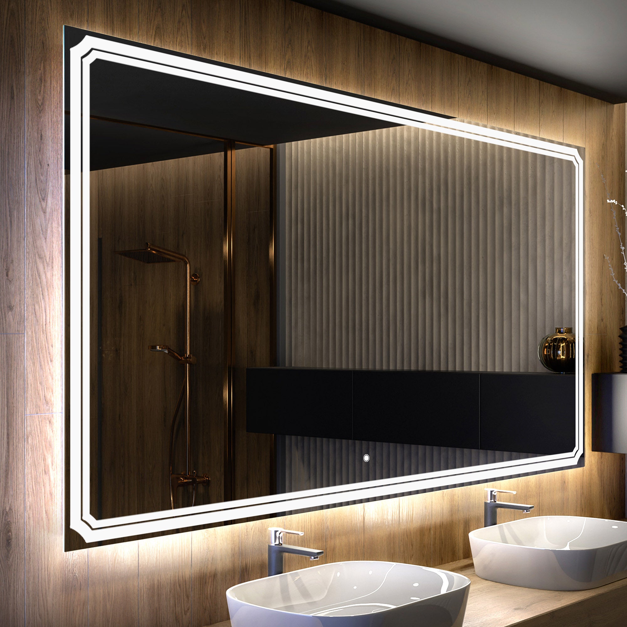 Lustro z podświetleniem LED do łazienki (50x80 cm) Jasne lustro LED z chłodnym białym podświetleniem przełącznika