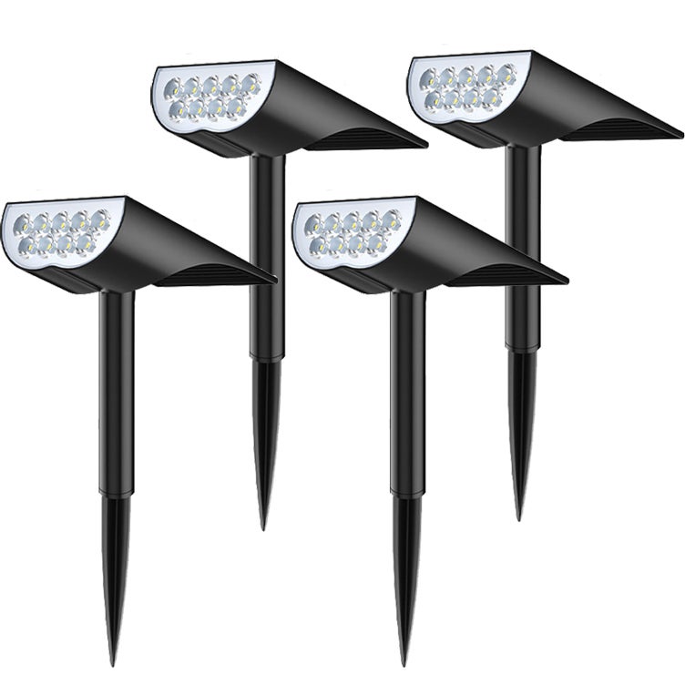 Wodoodporne lampy solarne zewnętrzne IP65, 3 tryby oświetlenia, reflektory solarne, 9 diod LED, ciepła biel, zestaw 4 sztuk