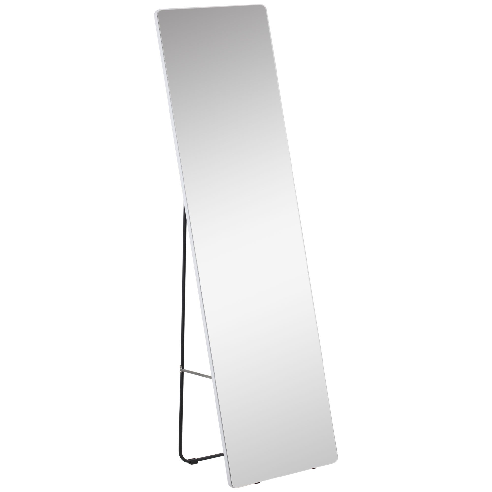 Lustro wolnostojące, pełnowymiarowe, z nowoczesną ramą ze stopu aluminium, 45 x 37 x 158,5 cm, kolor srebrny