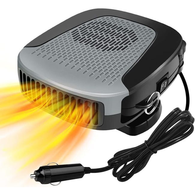 Ogrzewacz samochodowy 12 V 150 W, przenośny odmrażacz i wentylator odmgławiający z obrotem 360° do ogrzewania i kablem zapalniczki 1,5 m