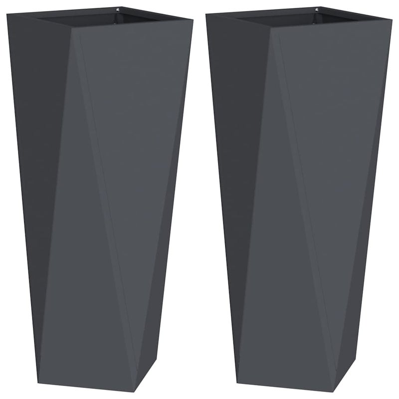 Donica 2 szt. Antracyt 30 x 30 x 75 cm Stal