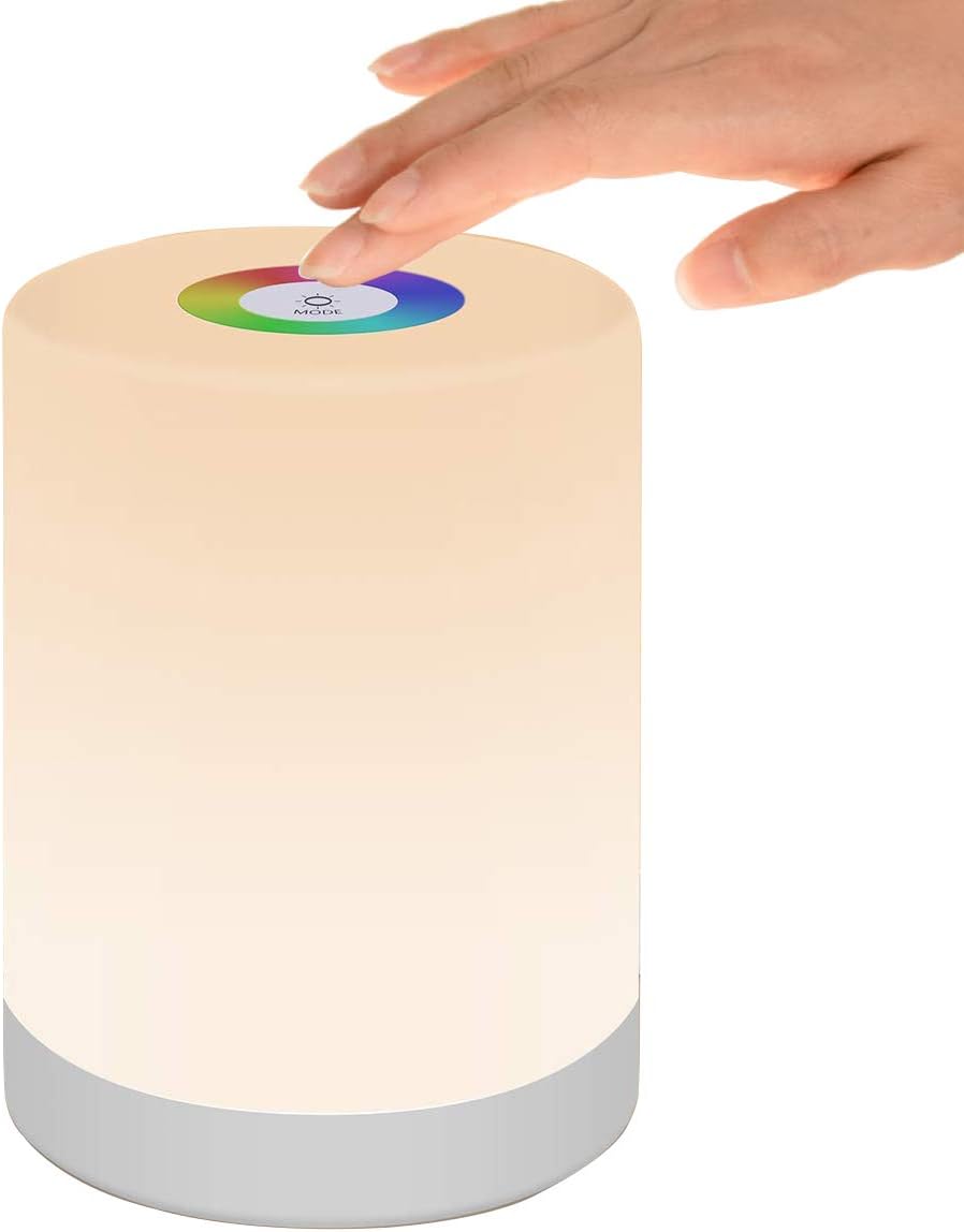 Lampka nocna LED, inteligentna lampka stołowa na szafkę nocną, ściemniana z dotykowym sterowaniem, ładowana przez USB, przenośna, zmiana koloru RGB