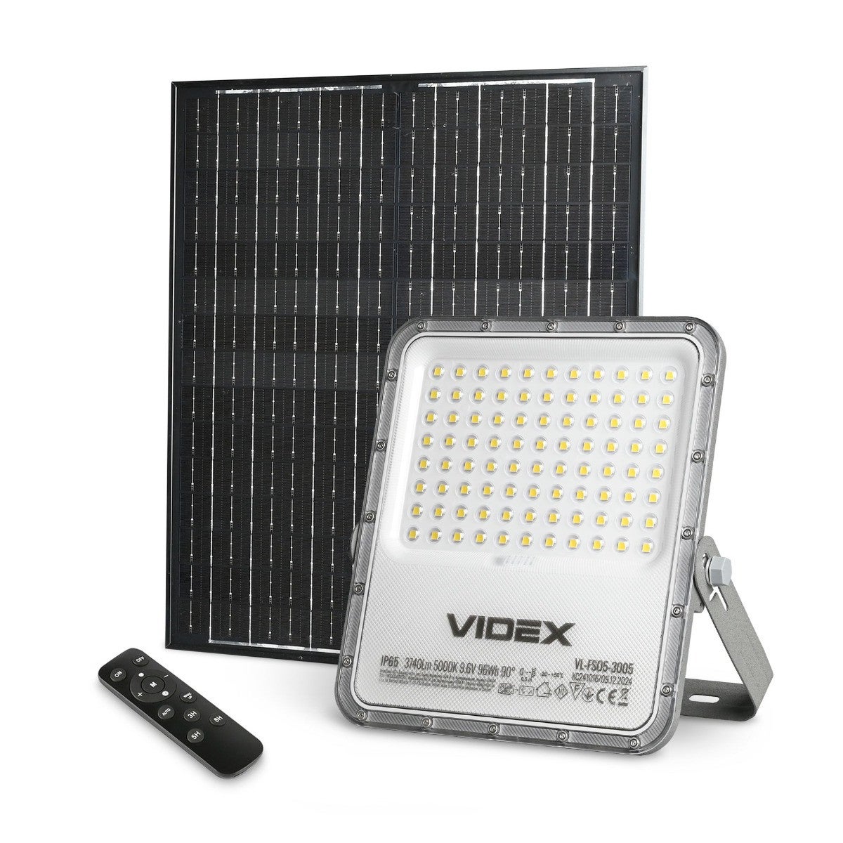 Naświetlacz solarny z pilotem 3740lm=LED 40W 5000K IP65 SOLAR Videx