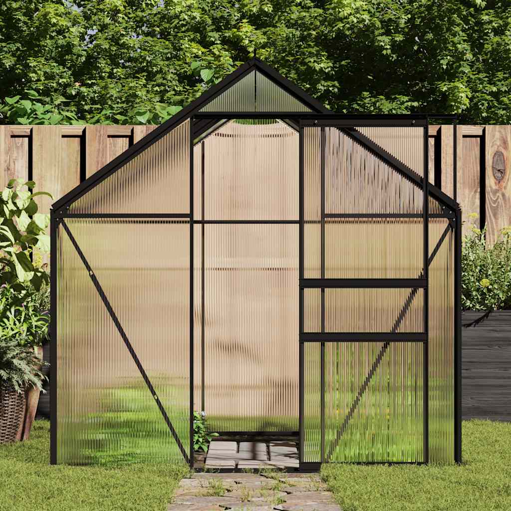 Szklarnia z ramą podstawy, antracytowa, aluminiowa, 4,75 m² vidaXL