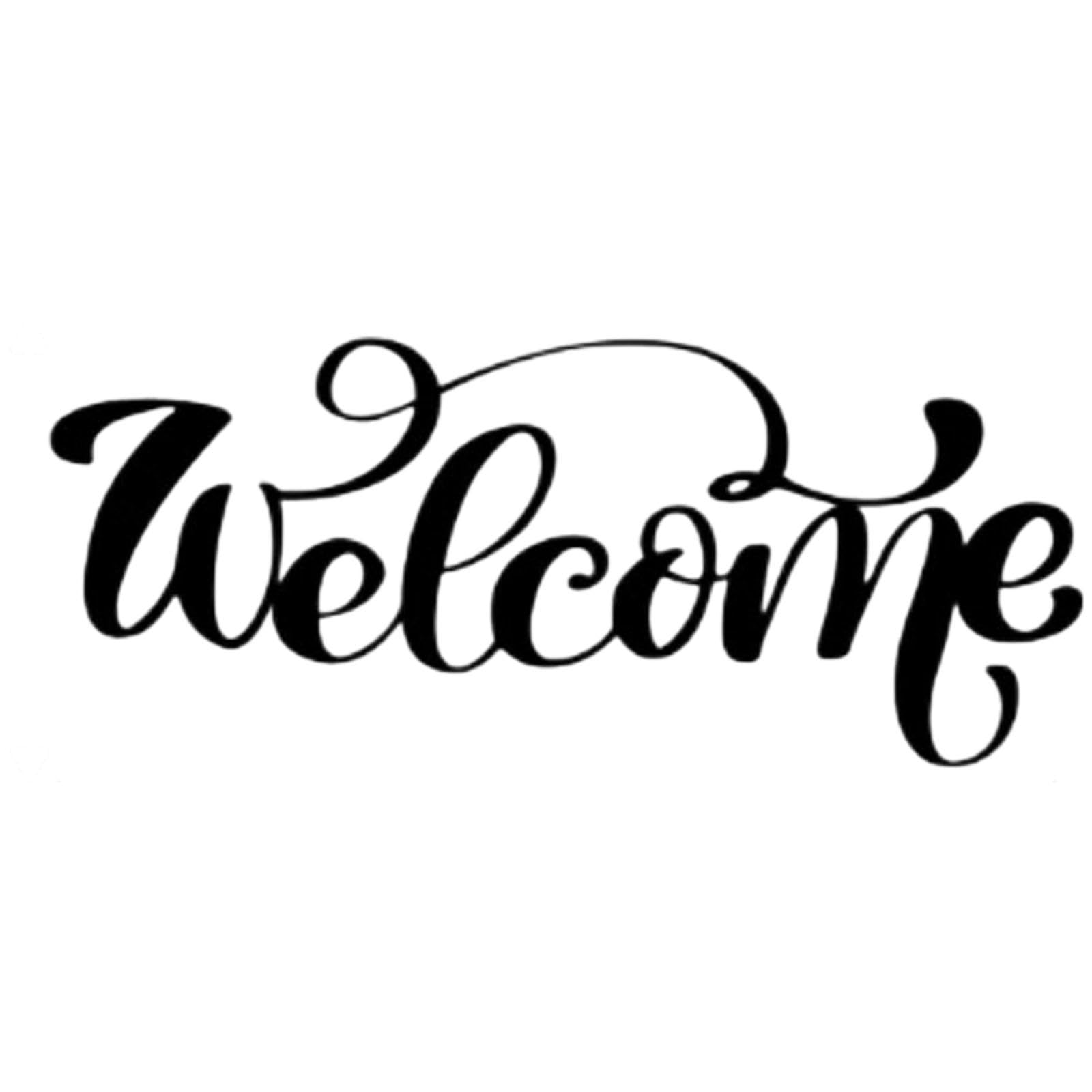 Czarna metalowa dekoracja ścienna "Welcome" - Rzeźba ścienna na werandę i do salonu (30,5 × 12,5 cm)