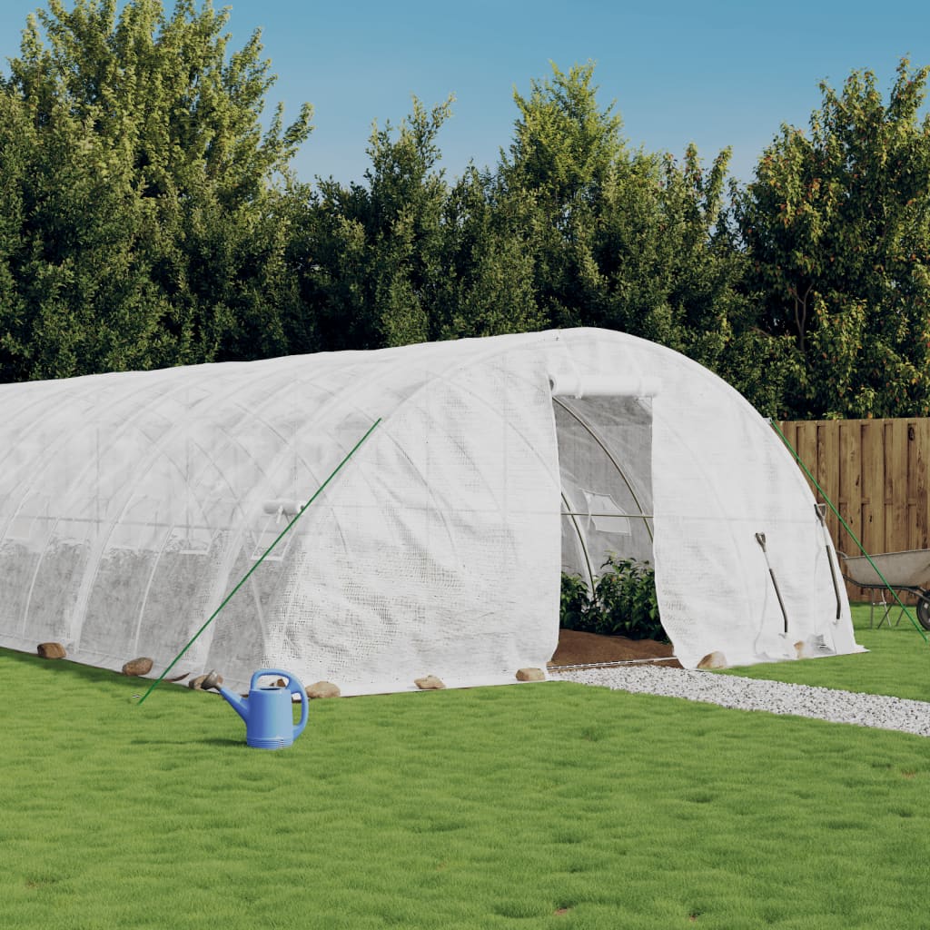 Szklarnia ze stalową ramą, biała, 100 m², 20x5x2,3 m vidaXL
