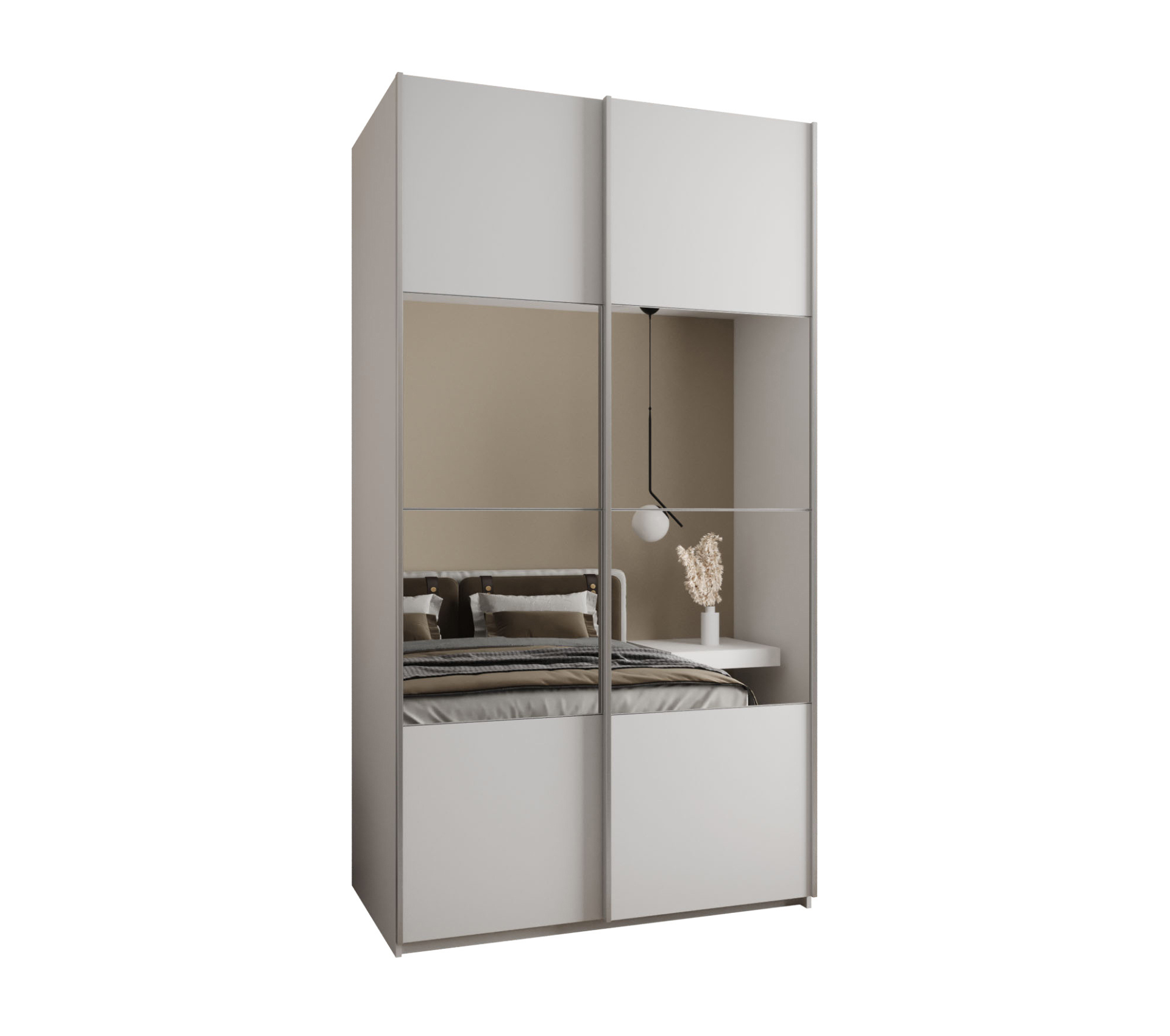 Szafa przesuwna wysoka Lux 4 130 x 64 x 245,5 cm biały + biały + u. srebrny - Abiks Meble