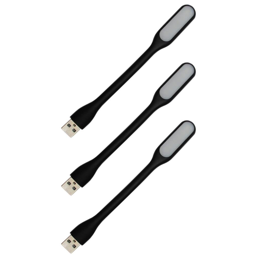 Zestaw 3 miniaturowych, elastycznych lampek LED USB na gęsiej szyi do laptopów i klawiatur