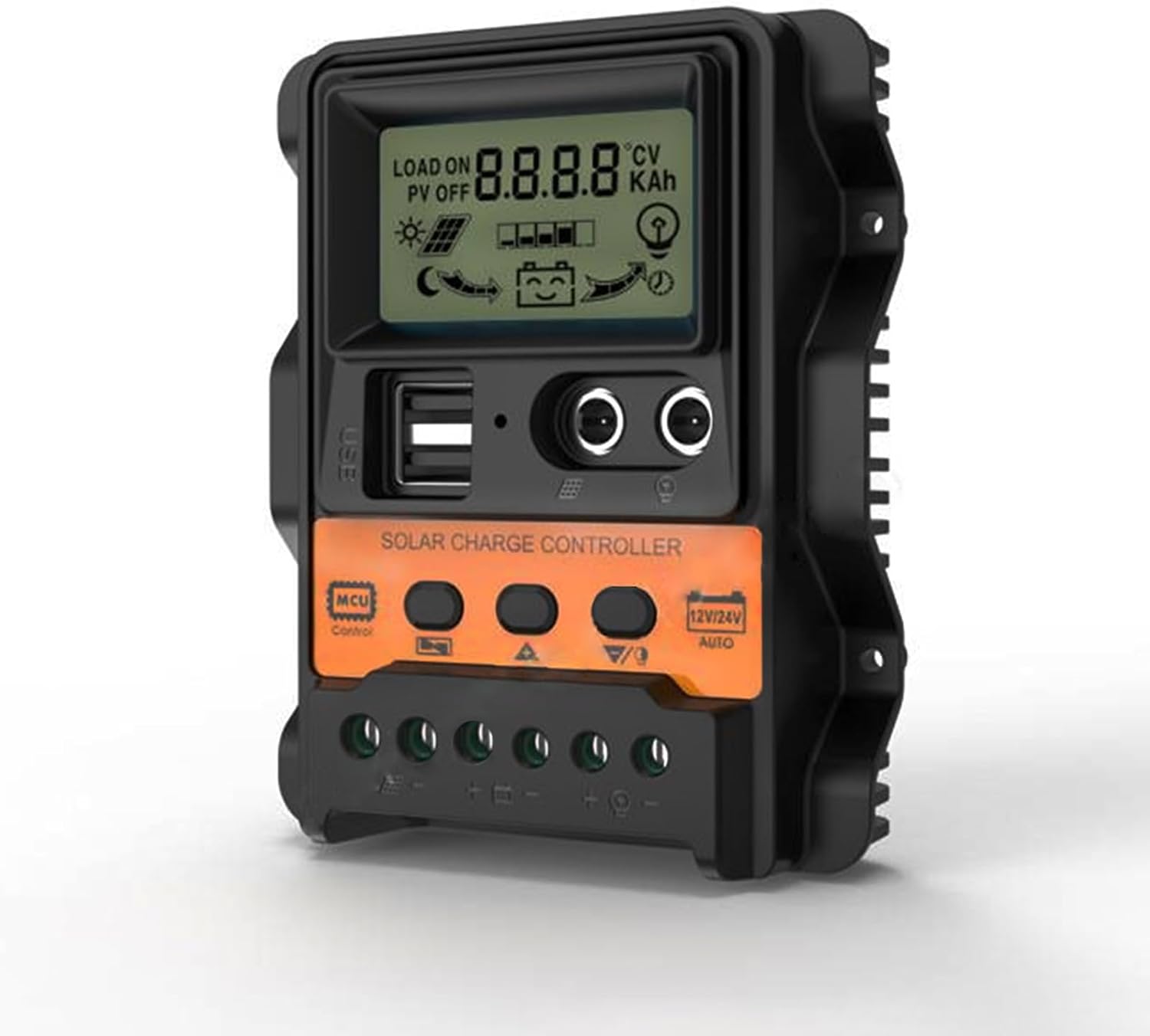 Kontroler ładowania słonecznego, regulator ładowania słonecznego PWM z wyświetlaczem LCD, 12 V 24 V 30 A, podwójne wyjście USB 5 V, regulator .
