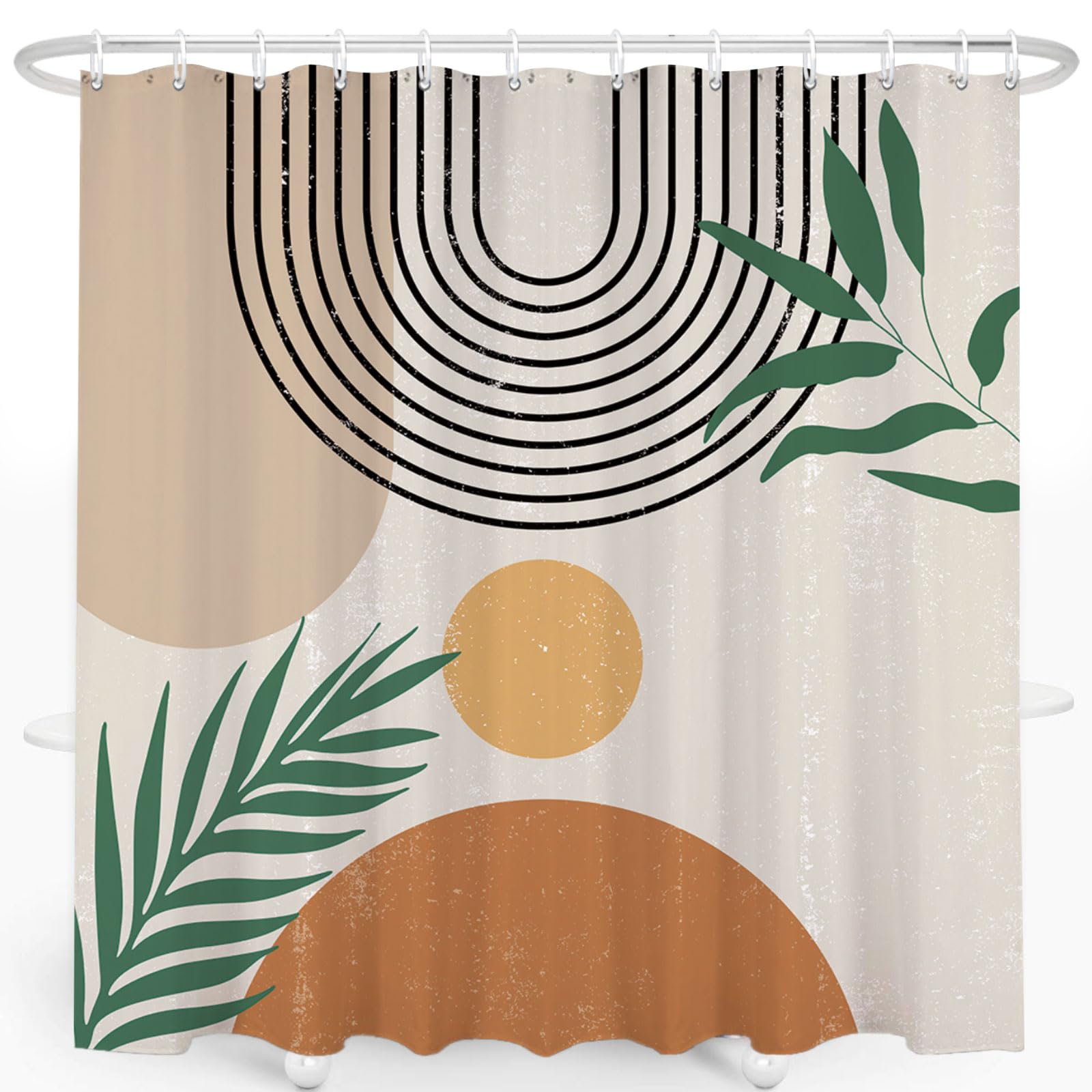Zasłona prysznicowa w stylu boho z połowy wieku, wodoodporna poliestrowa zasłona prysznicowa, zasłona łazienkowa z haczykiem, 180 cm x 180 cm