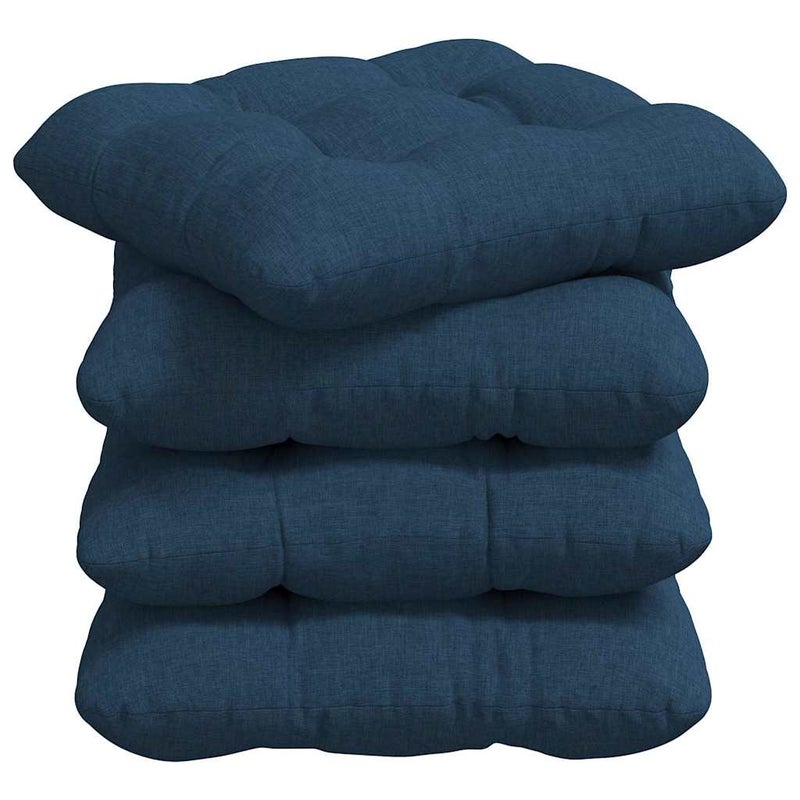 Poduszki na siedziska 4 pcs tkanina niebieski 40 x 40 x 12 cm