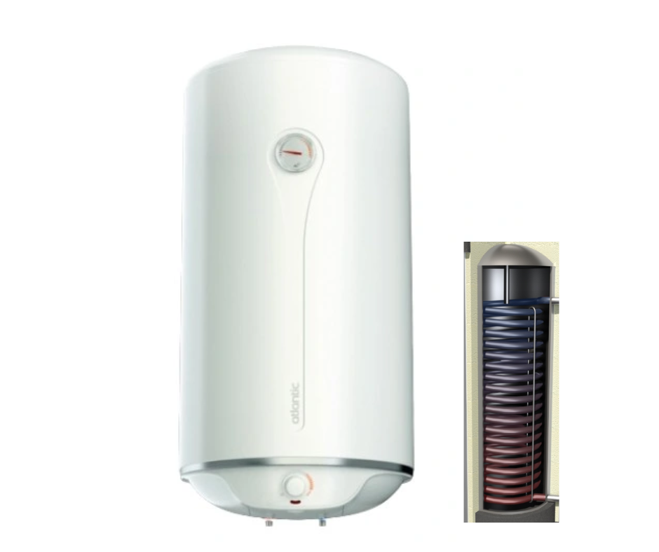 Zasobnik ciepłej z wężownicą c.w.u. 100L, grzałka sucha 1500W